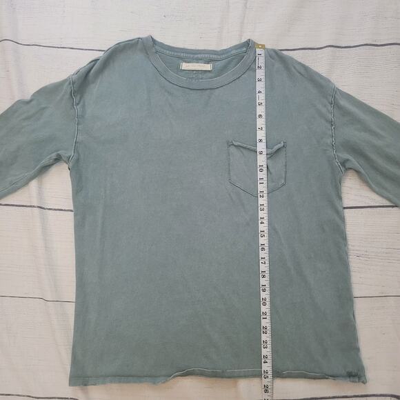 We The Free Size XS Oversized Exposed Stitch Long Sleeve Pocket Tee Sage - Picture 4 of 9